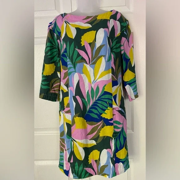 Boden Laurie Linen Mini Dress in Plum Blossom Tropical Flora Sleeves Size 6 - Picture 7 of 15